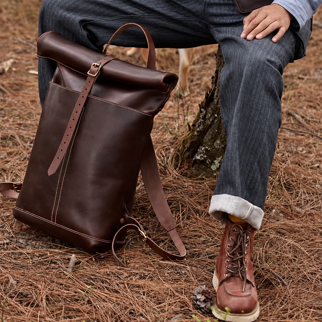 Leather Roll-Top Backpack supplementary product image 1