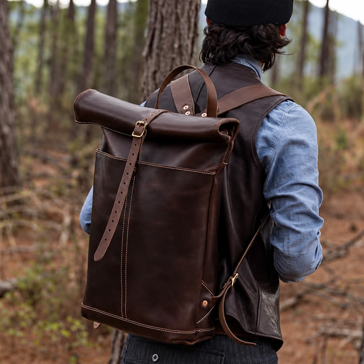 Leather Roll-Top Backpack supplementary product image 2