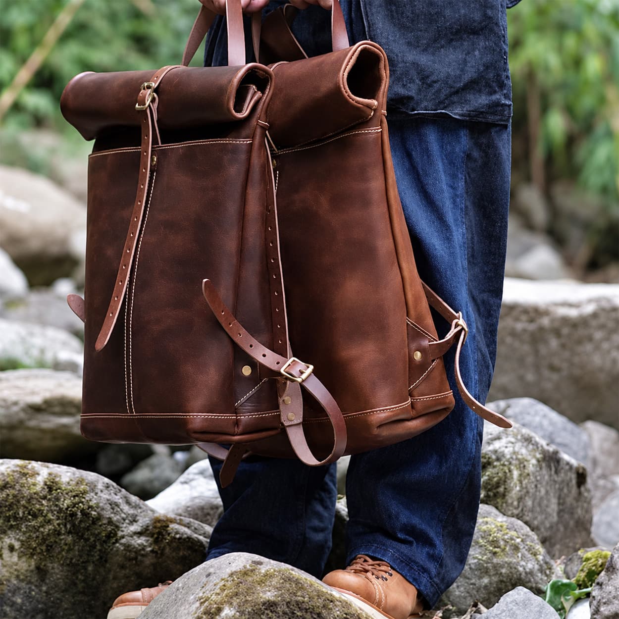 Leather Roll-Top Backpack supplementary product image 3