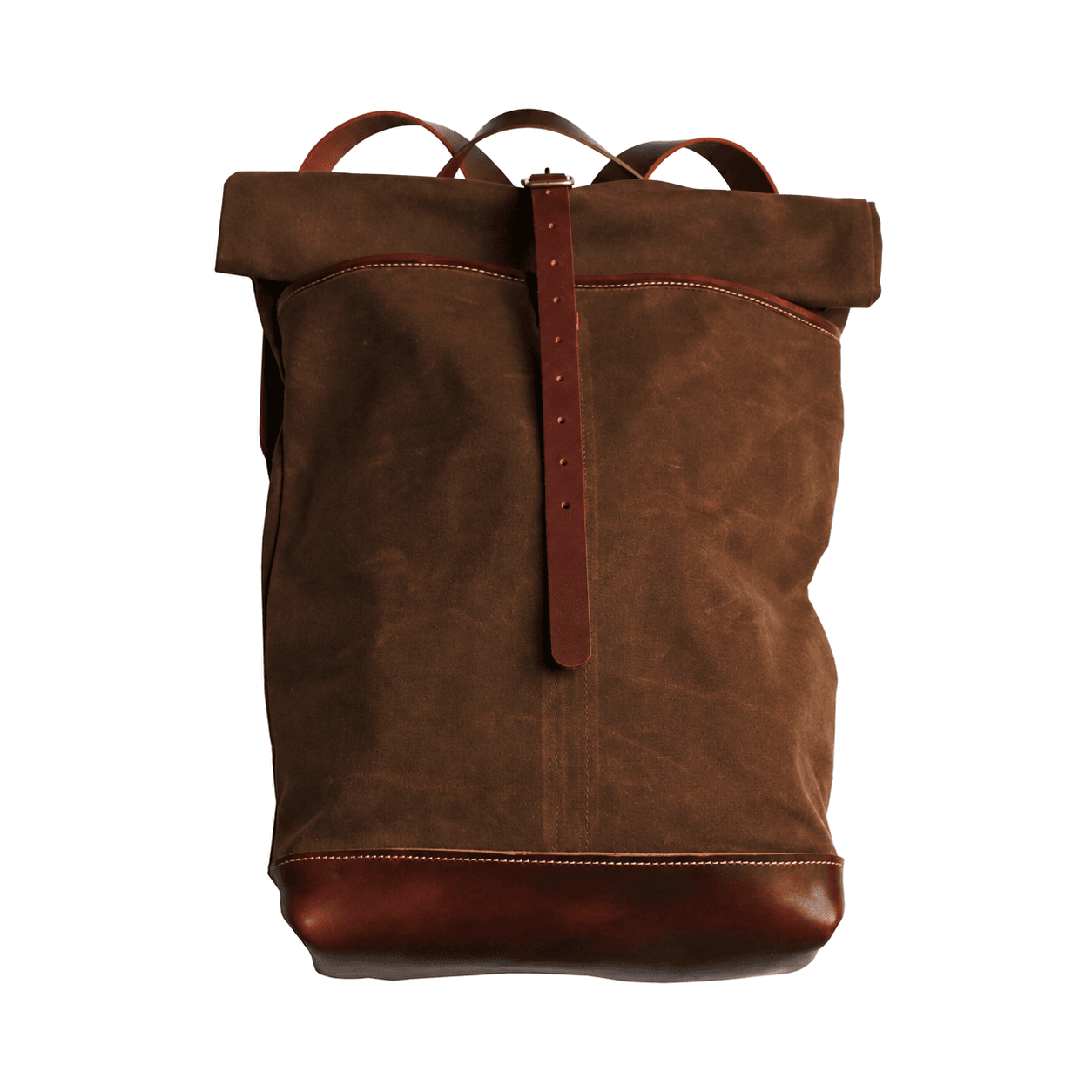 Waxed Canvas Roll-Top Backpack - Dark Brown Canvas