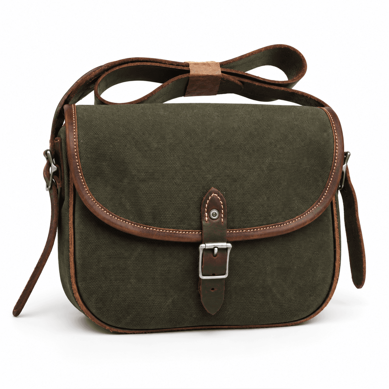 Waxed Canvas Messenger Bag - Olive Brown Canvas
