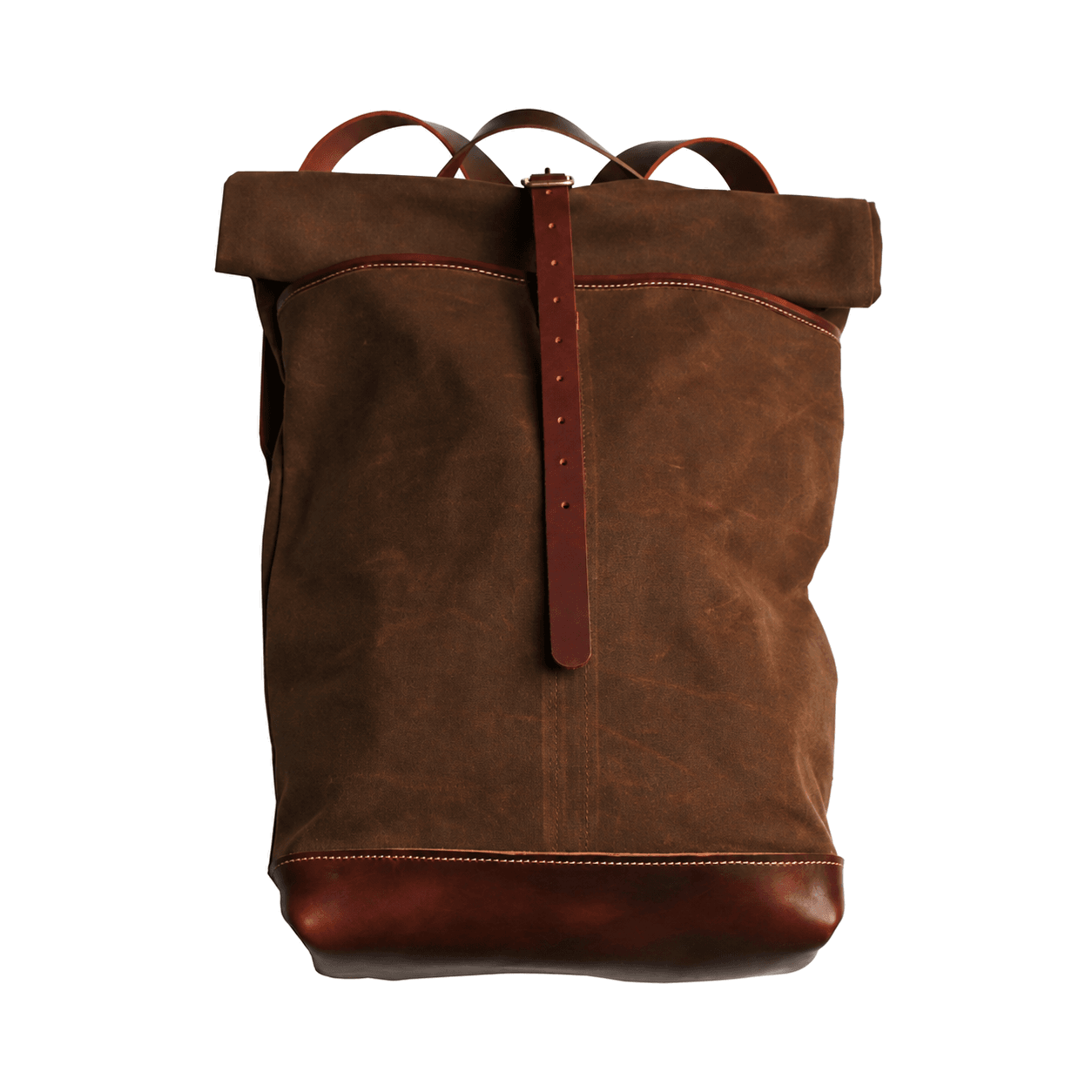 Waxed Canvas Roll-Top Backpack - Dark Brown Canvas