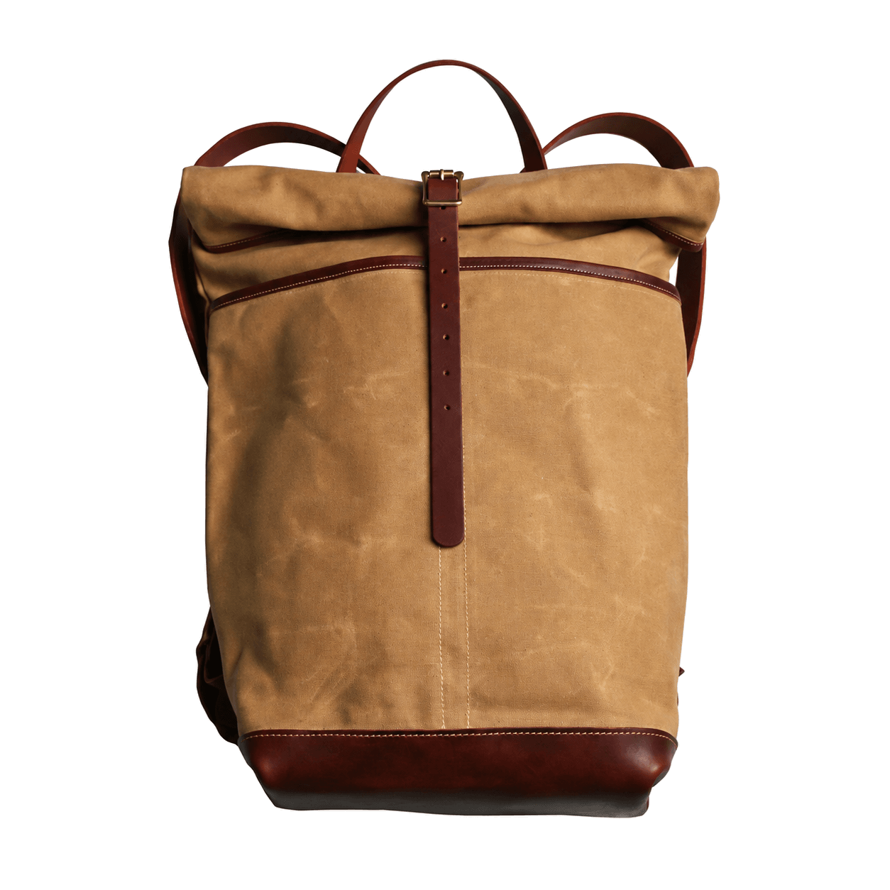 Waxed Canvas Roll-Top Backpack - Khaki Canvas