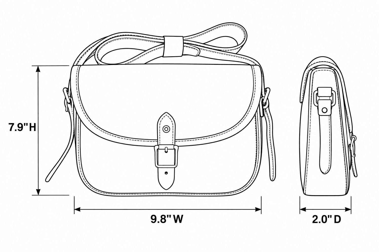 Waxed Canvas Messenger Bag size and dimensions