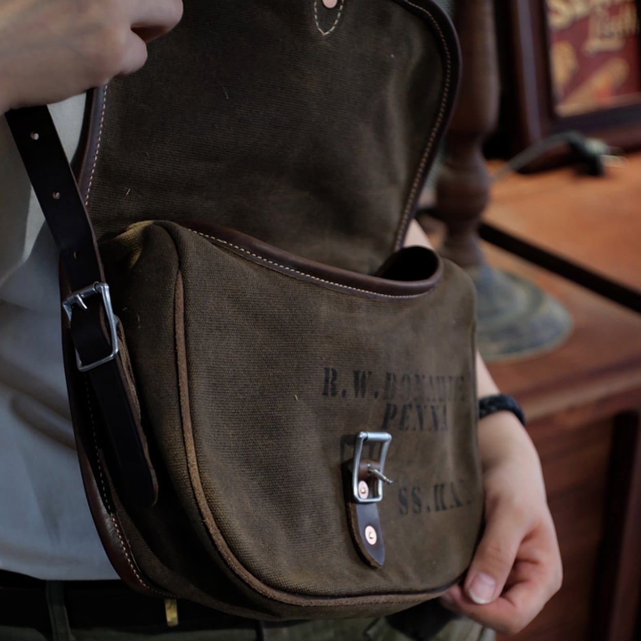 Waxed Canvas Messenger Bag main product image